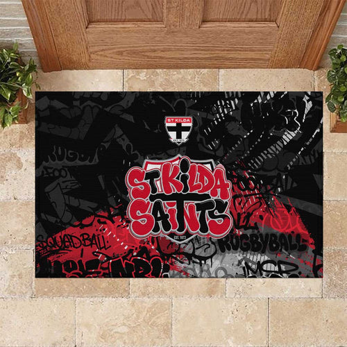 St Kilda Saints Rubber Doormat Urban Graffiti Street Art - Bold Abstract Spray Paint