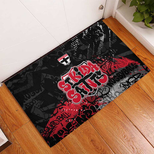 St Kilda Saints Rubber Doormat Urban Graffiti Street Art - Bold Abstract Spray Paint