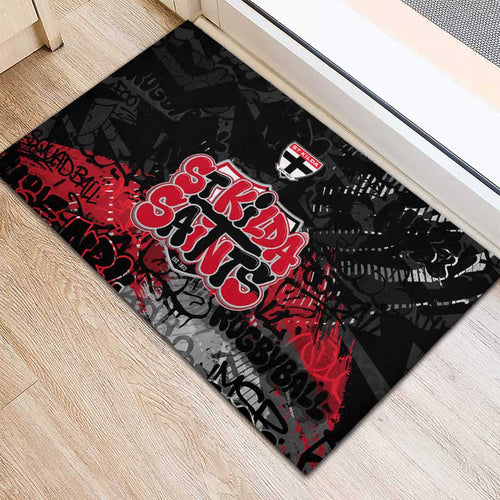 St Kilda Saints Rubber Doormat Urban Graffiti Street Art - Bold Abstract Spray Paint