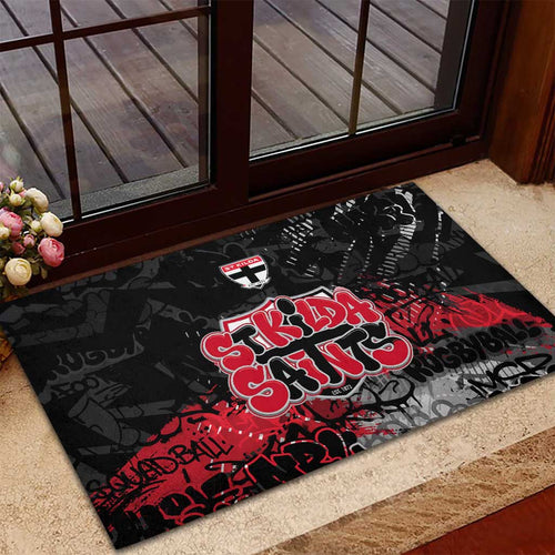 St Kilda Saints Rubber Doormat Urban Graffiti Street Art - Bold Abstract Spray Paint