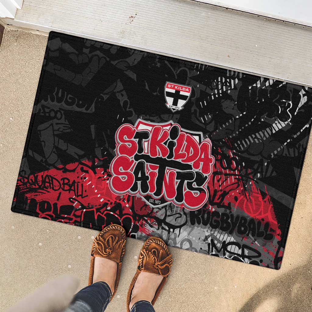 St Kilda Saints Rubber Doormat Urban Graffiti Street Art - Bold Abstract Spray Paint