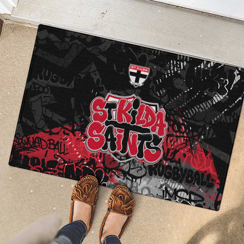 St Kilda Saints Rubber Doormat Urban Graffiti Street Art - Bold Abstract Spray Paint