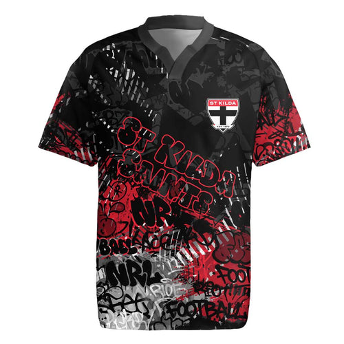 St Kilda Saints Rugby Jersey Urban Graffiti Street Art - Bold Abstract Spray Paint