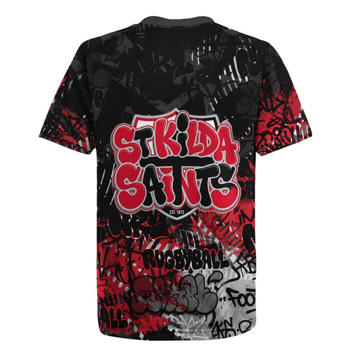 St Kilda Saints Rugby Jersey Urban Graffiti Street Art - Bold Abstract Spray Paint