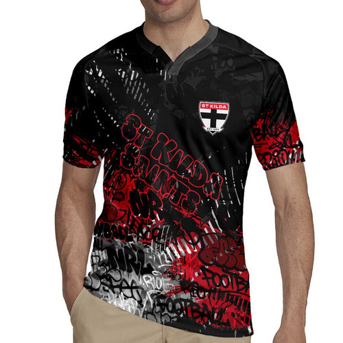 St Kilda Saints Rugby Jersey Urban Graffiti Street Art - Bold Abstract Spray Paint
