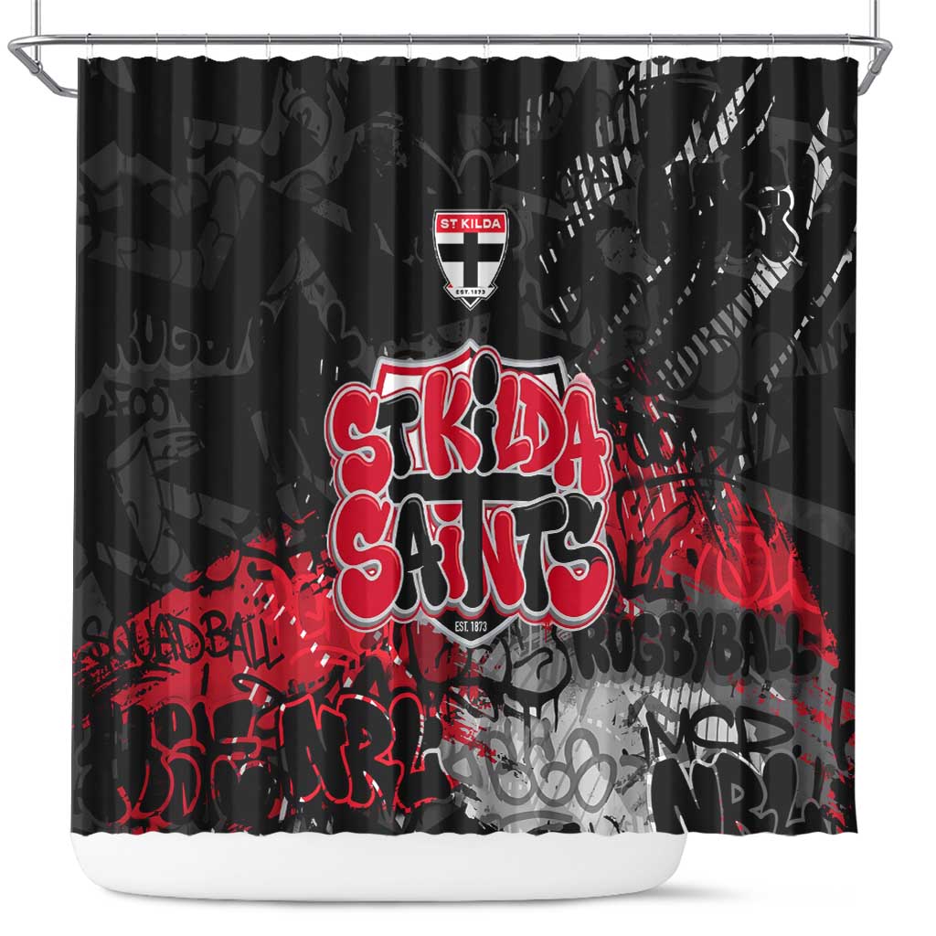 St Kilda Saints Shower Curtain Urban Graffiti Street Art - Bold Abstract Spray Paint