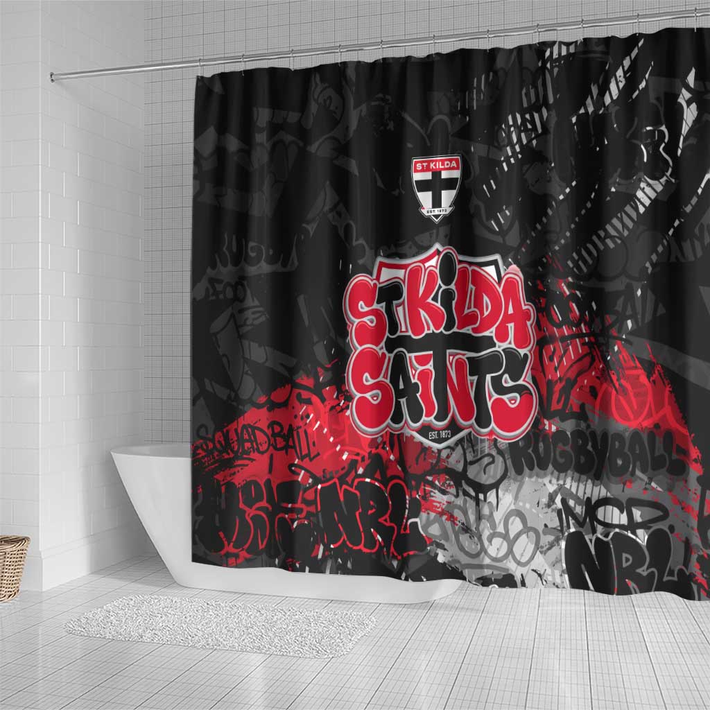 St Kilda Saints Shower Curtain Urban Graffiti Street Art - Bold Abstract Spray Paint