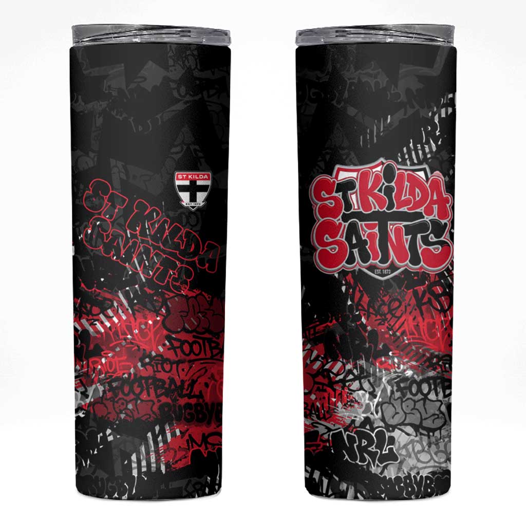 St Kilda Saints Skinny Tumbler Urban Graffiti Street Art - Bold Abstract Spray Paint