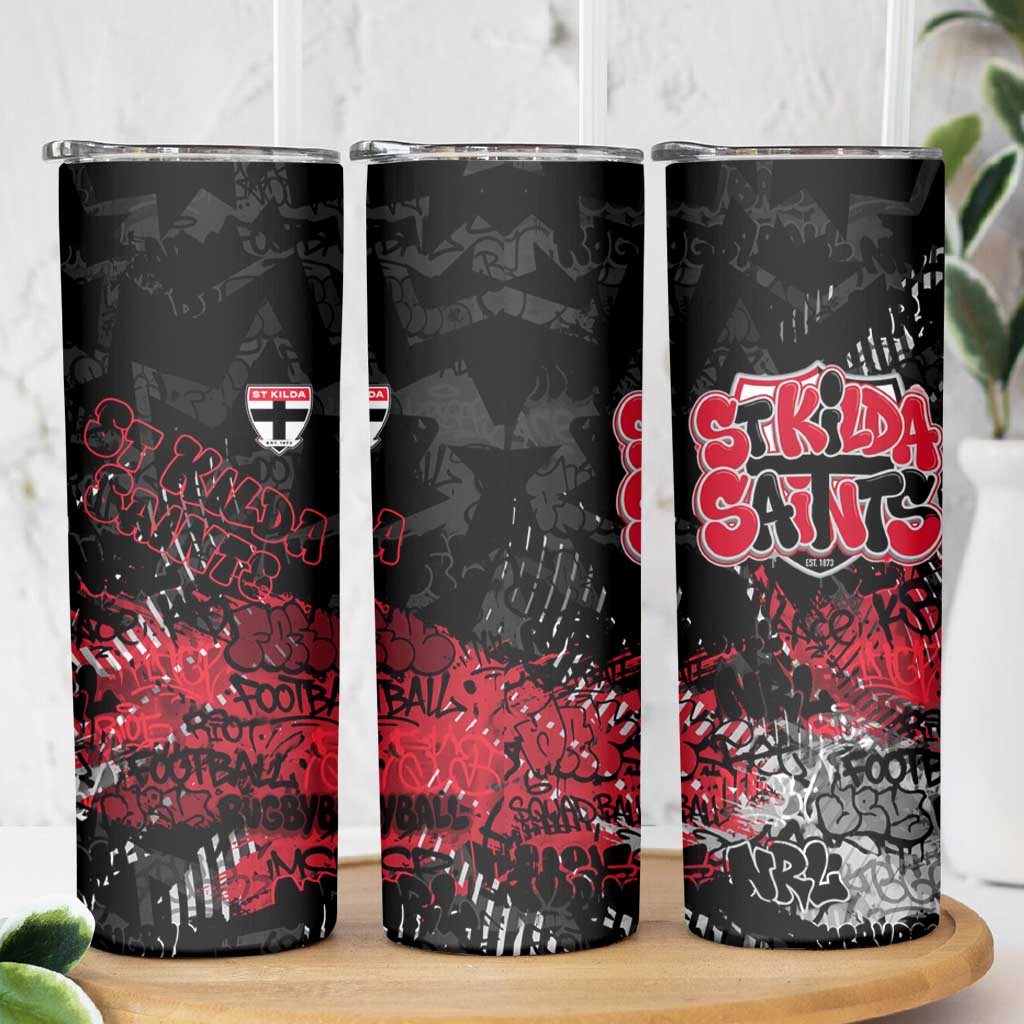 St Kilda Saints Skinny Tumbler Urban Graffiti Street Art - Bold Abstract Spray Paint