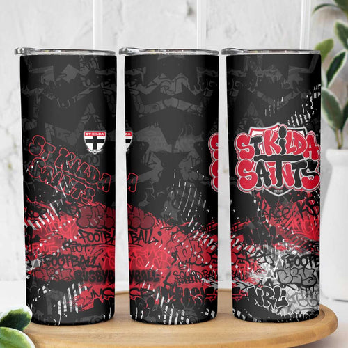 St Kilda Saints Skinny Tumbler Urban Graffiti Street Art - Bold Abstract Spray Paint