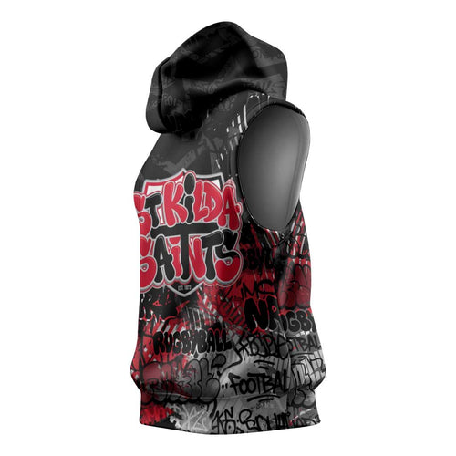 St Kilda Saints Sleeveless Hoodie Urban Graffiti Street Art - Bold Abstract Spray Paint