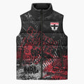 St Kilda Saints Sleeveless Puffer Jacket Urban Graffiti Street Art - Bold Abstract Spray Paint
