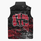St Kilda Saints Sleeveless Puffer Jacket Urban Graffiti Street Art - Bold Abstract Spray Paint