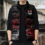 St Kilda Saints Sleeveless Puffer Jacket Urban Graffiti Street Art - Bold Abstract Spray Paint