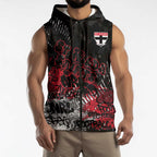 St Kilda Saints Sleeveless Zip Hoodie Urban Graffiti Street Art - Bold Abstract Spray Paint