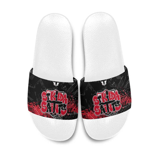 St Kilda Saints Slide Sandals Urban Graffiti Street Art - Bold Abstract Spray Paint