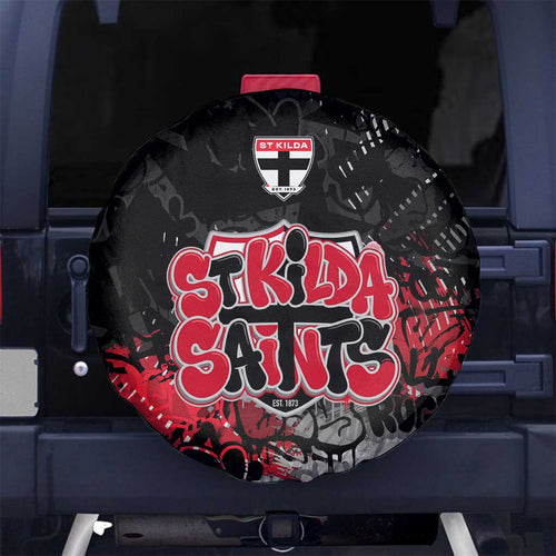 St Kilda Saints Spare Tire Cover Urban Graffiti Street Art - Bold Abstract Spray Paint