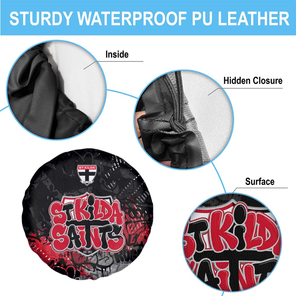 St Kilda Saints Spare Tire Cover Urban Graffiti Street Art - Bold Abstract Spray Paint