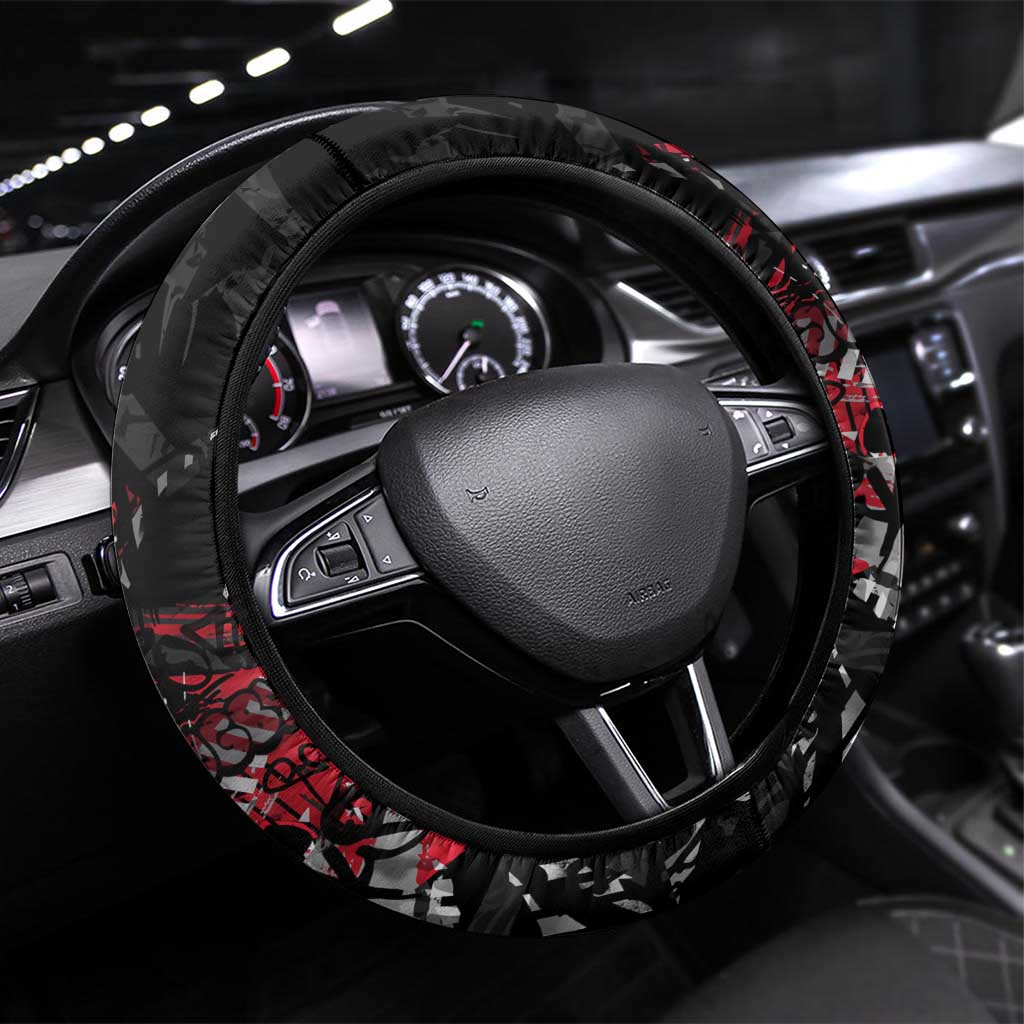 St Kilda Saints Steering Wheel Cover Urban Graffiti Street Art - Bold Abstract Spray Paint