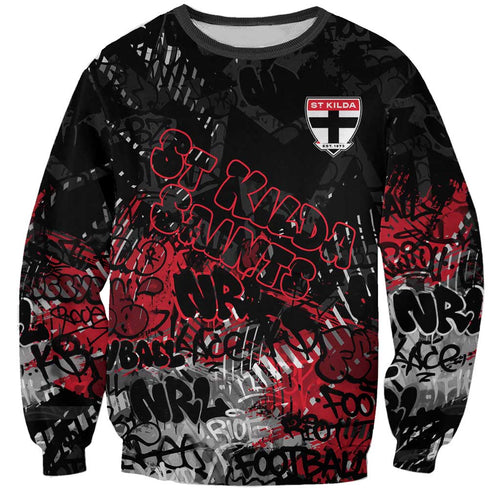 St Kilda Saints Sweatshirt Urban Graffiti Street Art - Bold Abstract Spray Paint