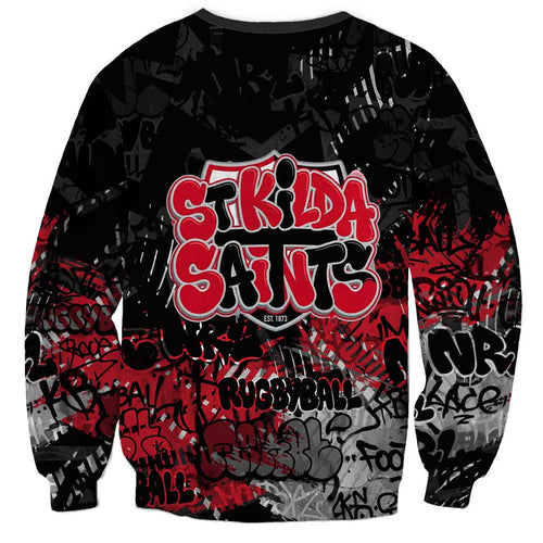 St Kilda Saints Sweatshirt Urban Graffiti Street Art - Bold Abstract Spray Paint
