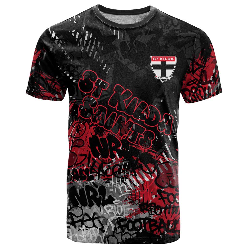 St Kilda Saints T Shirt Urban Graffiti Street Art - Bold Abstract Spray Paint