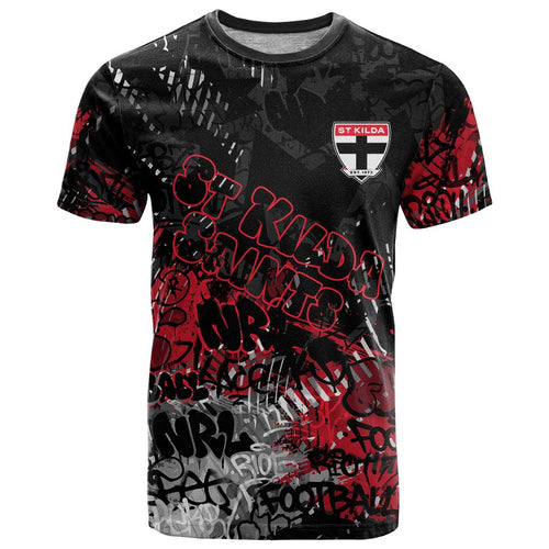 St Kilda Saints T Shirt Urban Graffiti Street Art - Bold Abstract Spray Paint