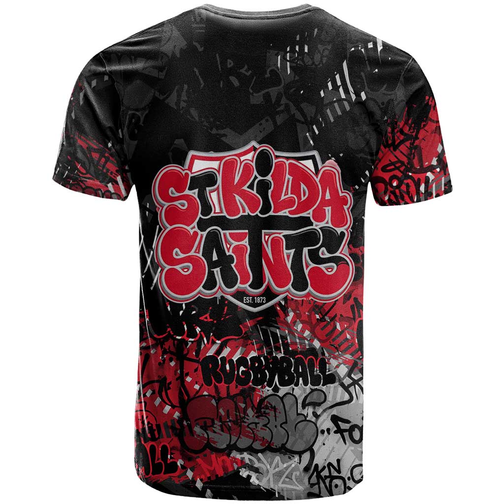 St Kilda Saints T Shirt Urban Graffiti Street Art - Bold Abstract Spray Paint
