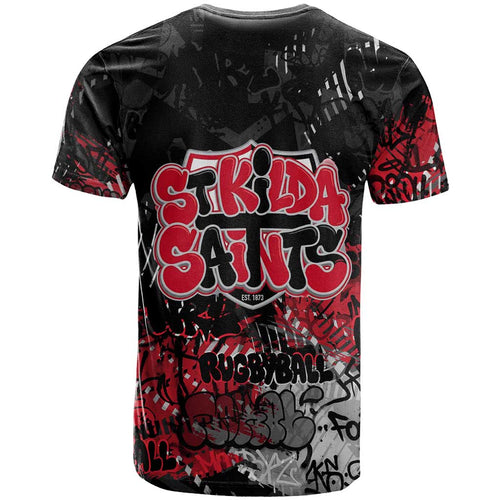St Kilda Saints T Shirt Urban Graffiti Street Art - Bold Abstract Spray Paint