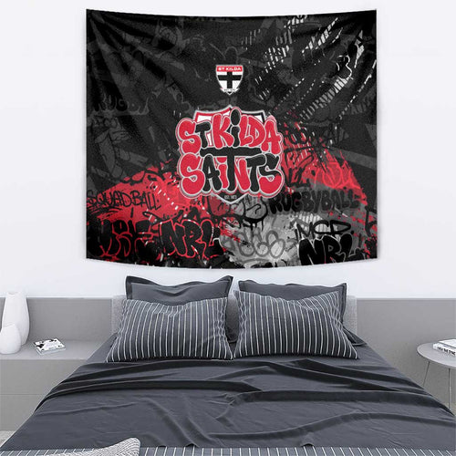 St Kilda Saints Tapestry Urban Graffiti Street Art - Bold Abstract Spray Paint
