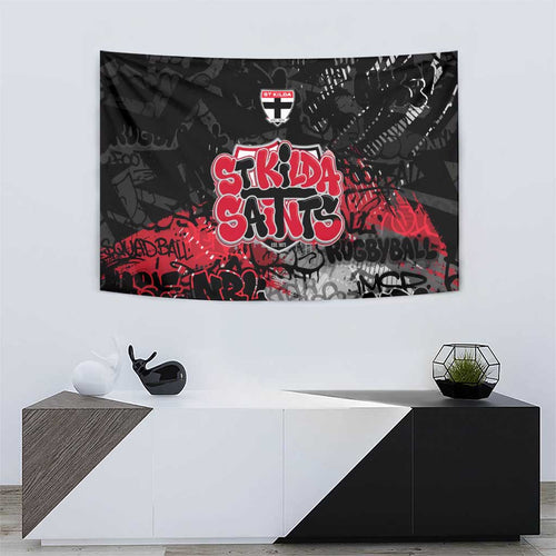 St Kilda Saints Tapestry Urban Graffiti Street Art - Bold Abstract Spray Paint