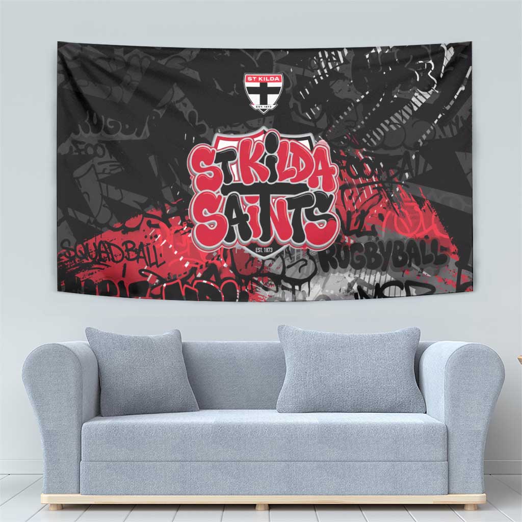 St Kilda Saints Tapestry Urban Graffiti Street Art - Bold Abstract Spray Paint