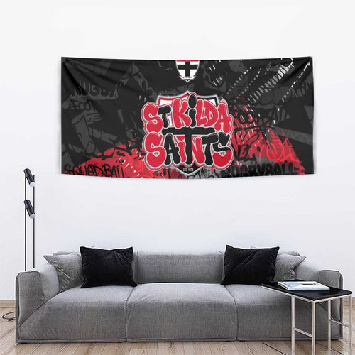 St Kilda Saints Tapestry Urban Graffiti Street Art - Bold Abstract Spray Paint