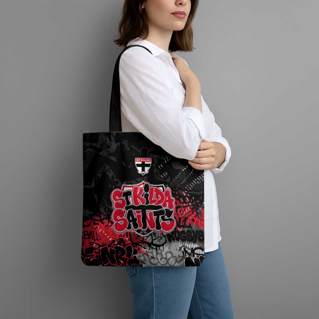 St Kilda Saints Tote Bag Urban Graffiti Street Art - Bold Abstract Spray Paint