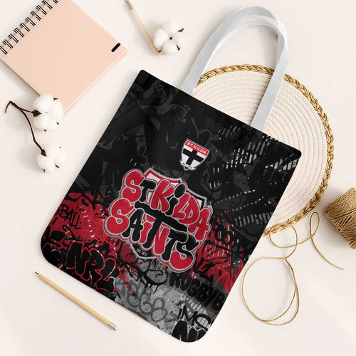 St Kilda Saints Tote Bag Urban Graffiti Street Art - Bold Abstract Spray Paint