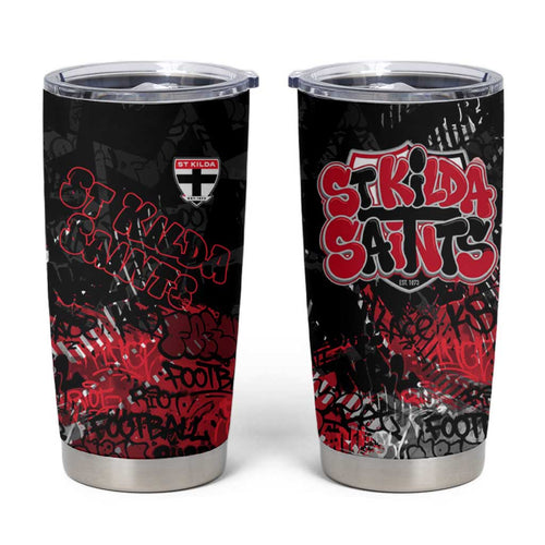 St Kilda Saints Tumbler Cup Urban Graffiti Street Art - Bold Abstract Spray Paint