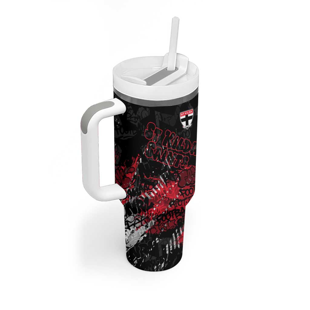 St Kilda Saints Tumbler With Handle Urban Graffiti Street Art - Bold Abstract Spray Paint