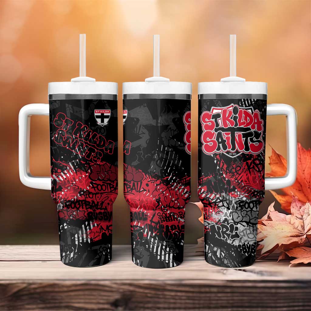 St Kilda Saints Tumbler With Handle Urban Graffiti Street Art - Bold Abstract Spray Paint