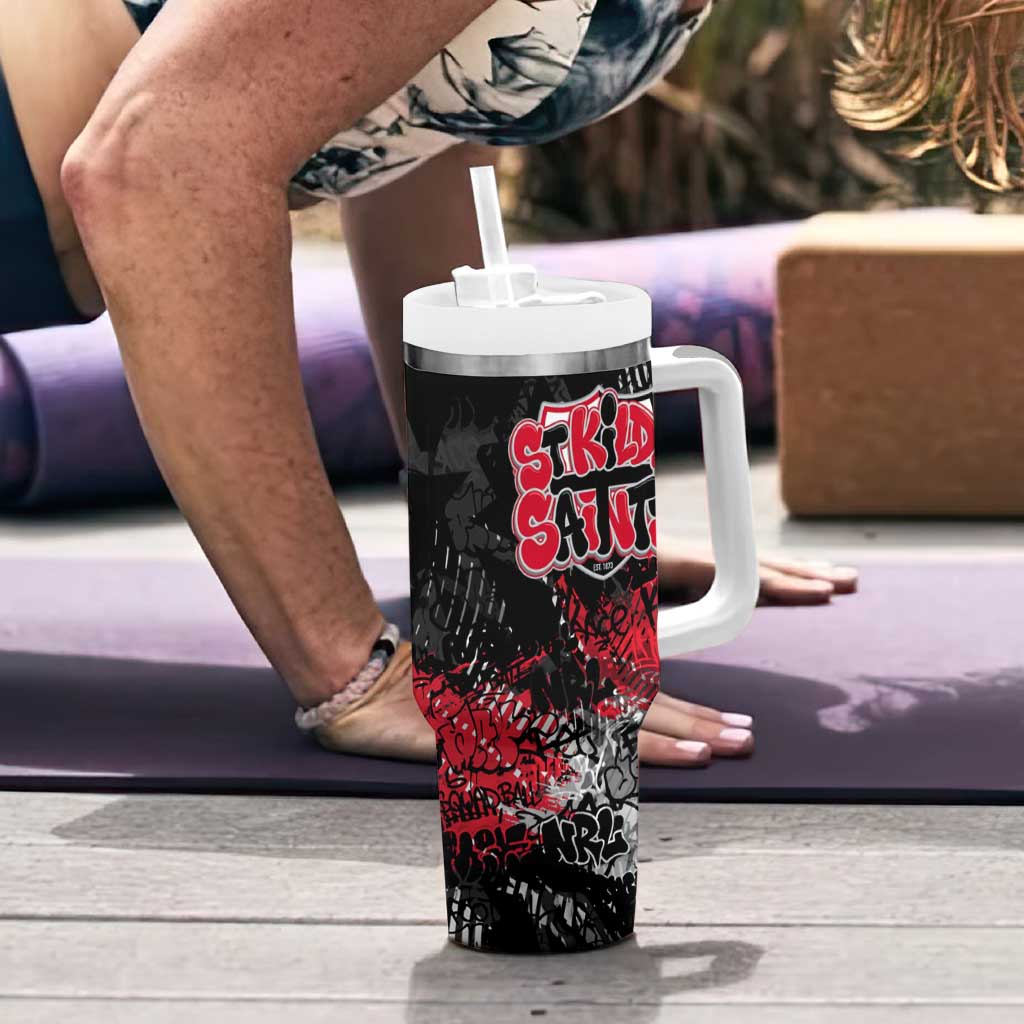 St Kilda Saints Tumbler With Handle Urban Graffiti Street Art - Bold Abstract Spray Paint