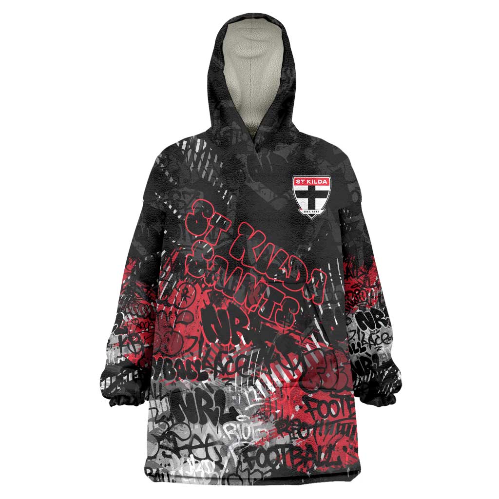 St Kilda Saints Wearable Blanket Hoodie Urban Graffiti Street Art - Bold Abstract Spray Paint