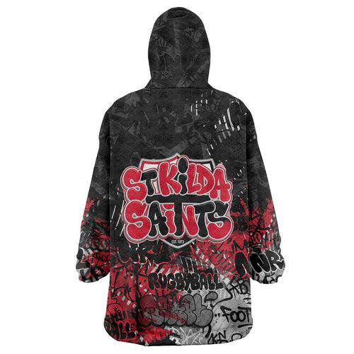 St Kilda Saints Wearable Blanket Hoodie Urban Graffiti Street Art - Bold Abstract Spray Paint