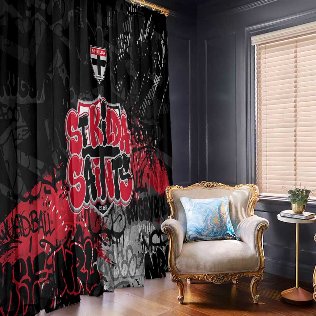 St Kilda Saints Window Curtain Urban Graffiti Street Art - Bold Abstract Spray Paint
