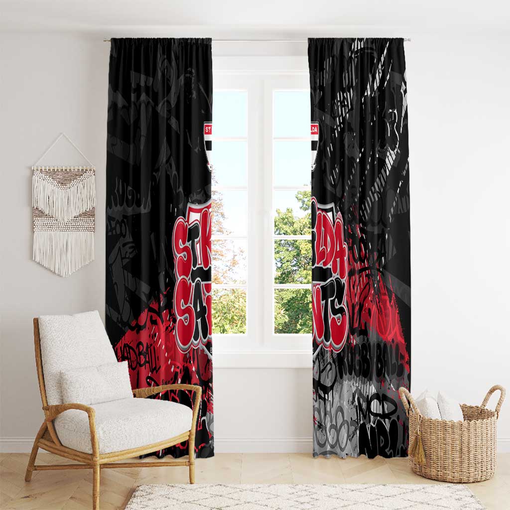 St Kilda Saints Window Curtain Urban Graffiti Street Art - Bold Abstract Spray Paint