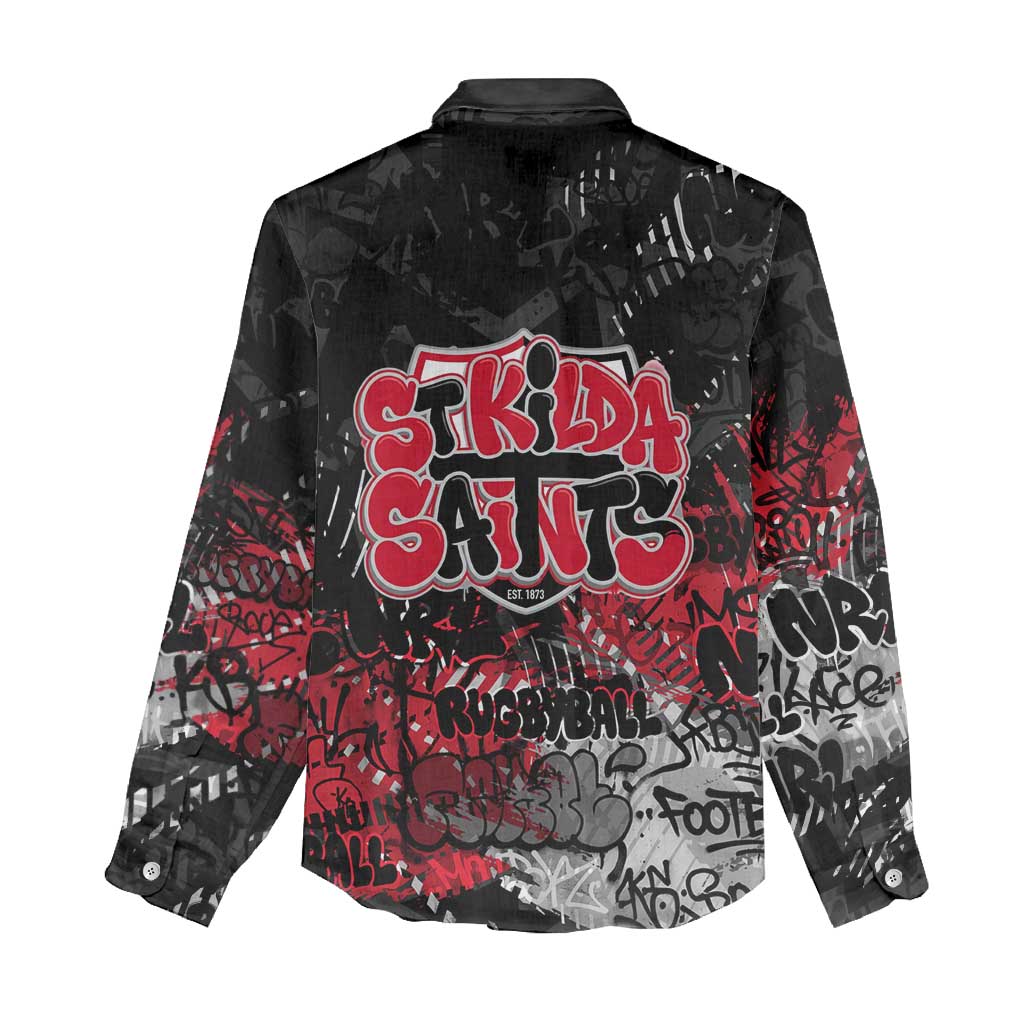 St Kilda Saints Women Casual Shirt Urban Graffiti Street Art - Bold Abstract Spray Paint