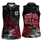 St Kilda Saints Women Sleeveless Polo Shirt Urban Graffiti Street Art - Bold Abstract Spray Paint