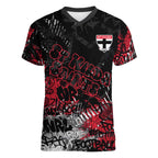 St Kilda Saints Women V-Neck T-Shirt Urban Graffiti Street Art - Bold Abstract Spray Paint