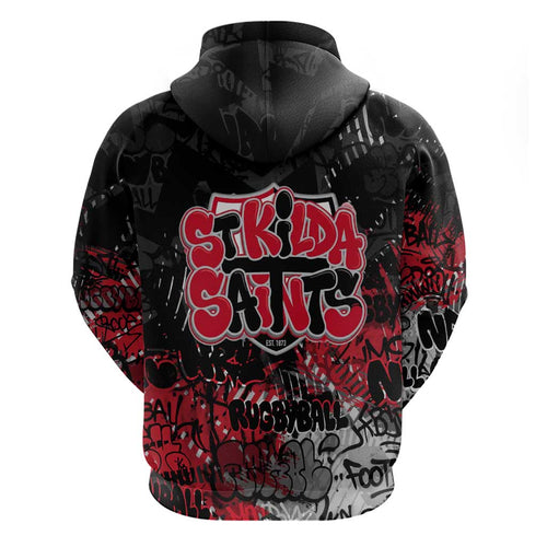 St Kilda Saints Zip Hoodie Urban Graffiti Street Art - Bold Abstract Spray Paint