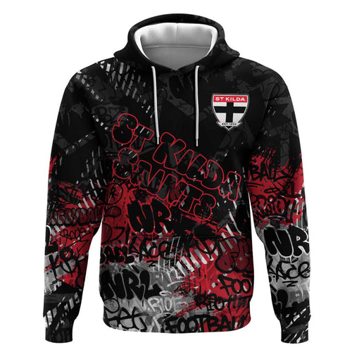 St Kilda Saints Zip Hoodie Urban Graffiti Street Art - Bold Abstract Spray Paint