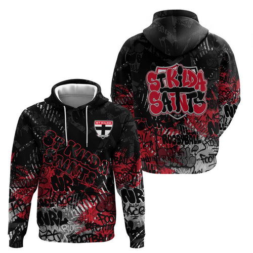 St Kilda Saints Zip Hoodie Urban Graffiti Street Art - Bold Abstract Spray Paint