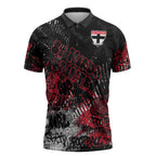 St Kilda Saints Zipper Polo Shirt Urban Graffiti Street Art - Bold Abstract Spray Paint